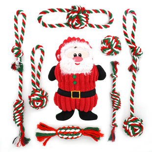 Dog Toy Pet Cotton Rope Toy Combination Set Christmas Rope Knot Toy Dog Toy Santa Claus Factory