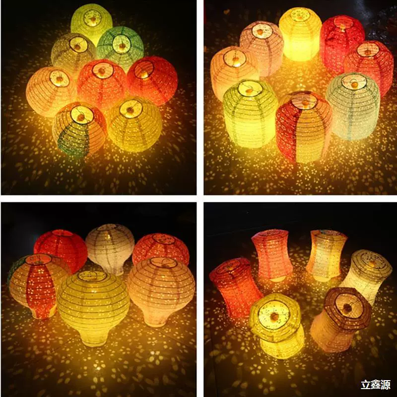 中秋节纸灯笼挂饰装饰结婚中国风传统古风折叠儿童手提发光小花灯