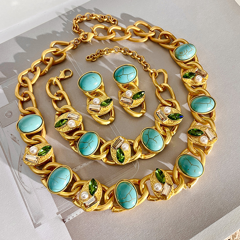 49g Weight Bracelets, Necklace Classification 1 Piece Quantity Holiday, Tea Party Occasion Artificial Crystal Material Geometric Pattern Women's Gender Classical, Retro Style Classical Retro Geometric Artificial Crystal Women's Bracelets Necklace 2