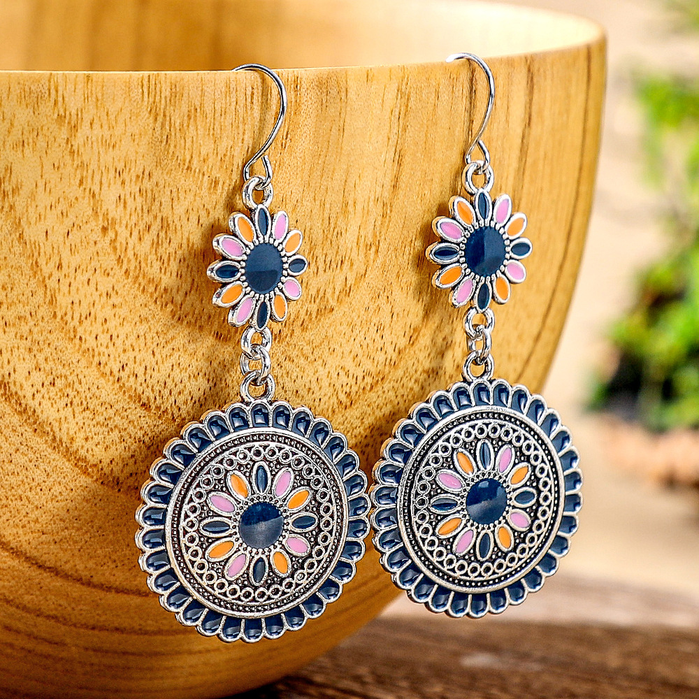 14g Weight Alloy Ear Needle Material Drop Earrings Classification 1 Pair Quantity Daily, Street Occasion Zinc alloy Material Geometric Pattern All Seasons Season Women's Gender Polished Finish Retro Style 1 Pair Retro Geometric Zinc Alloy Drop Earrings 14