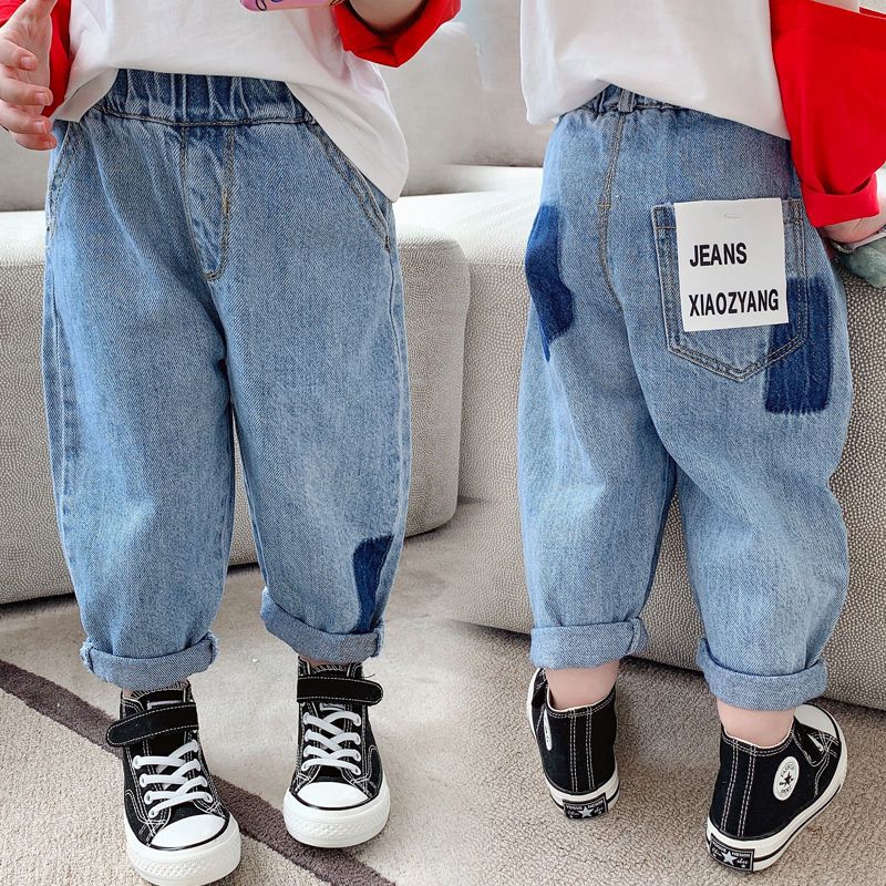 Girls' Jeans Spring and Autumn Season 2024 New Stylish Baby Boys Autumn Pants Children's Clothing Fashion Turnip Pants