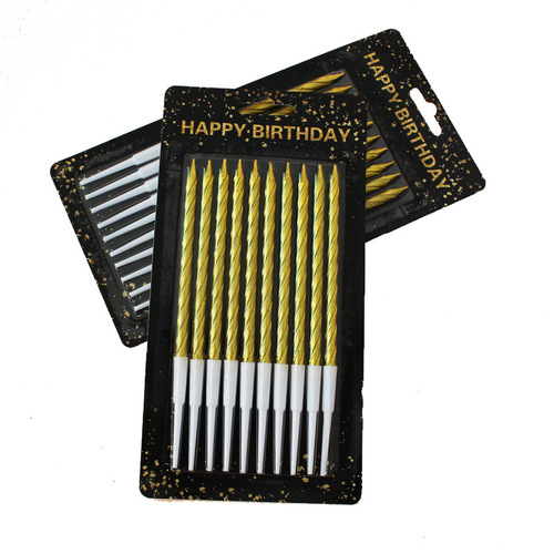 Cross-border ins gold paint 10 pcs thread children's party with base cake bakery shop decoration smokeless birthday candles