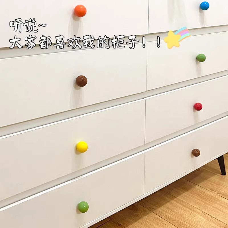 子供部屋のキャビネットドアハンドル引き出しカラフルなかわいいボールセラミックラウンドボタン引き出しキャビネットドア漫画ハンドル|undefined