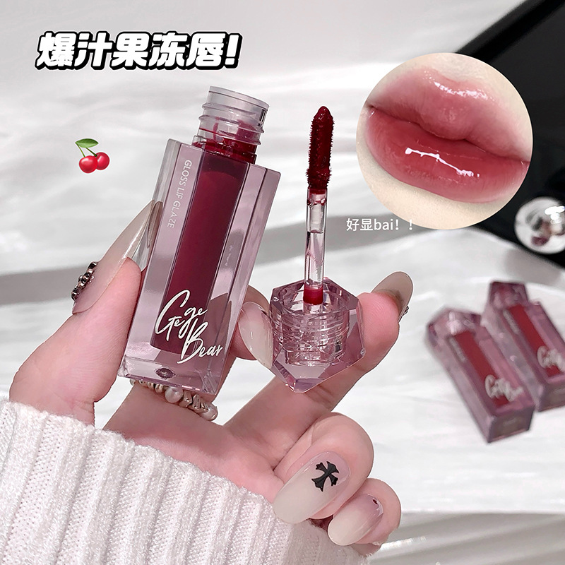 Gege bear cristal de diamante de agua esmalte labial brillante color duradero sin decoloración sin taza pura invierno otoño lápiz labial cosméticos