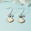 Earrings with bow, set, zirconium, Korean style, internet celebrity