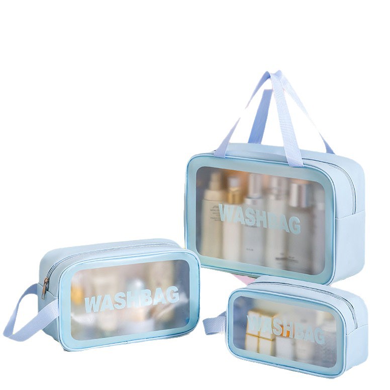 Gran capacidad portátil coreana PU esmerilado transparente impermeable espesado lavado almacenamiento bolsa de maquillaje a prueba de polvo comercio exterior