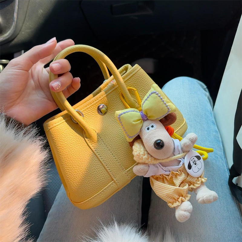 First-Layer Cowhide Mini Garden Bag, Genuine Leather Tote Bag, Shoulder Crossbody Handbag, Mini Small Bag, Fashionable and Versatile