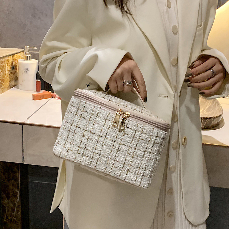 Neceser de Cuadros de Lana - Gran Capacidad, de Algodón, para Aseo (Venta al por Mayor)