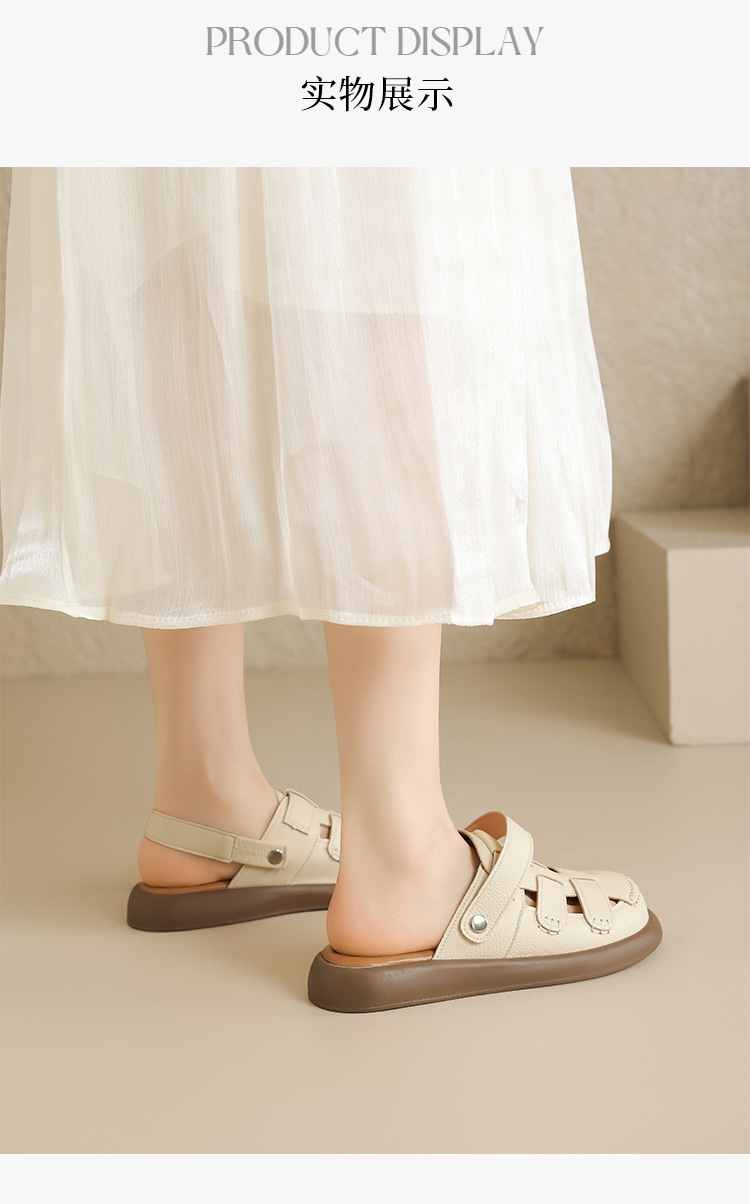 Sandal nữ quai chữ V đế tăng chiều cao, lưới thoáng khí, có thể điều chỉnh hai kiểu — AB221 mét đen chi tiết 15
