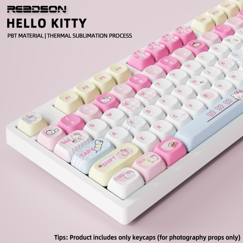 【Moa121 Key Hello Kitty Theme】Mechanical Keyboard Keycaps Five-Sided Pbt Dye-Sublimation Small Full Set 【Moa121 Key Hello Kitty Theme】Mechanical Keyboard Keycaps Five-Sided Pbt Dye-Sublimation Small Full Set