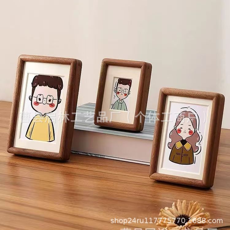 Cross-Border Wooden Photo Frame Display Stand for Bedroom Desktop, Small Solid Wood Photo Frame, Walnut Creative Photo Wooden Display Stand Cross-Border Wooden Photo Frame Display Stand for Bedroom Desktop, Small Solid Wood Photo Frame, Walnut Creative Photo Wooden Display Stand