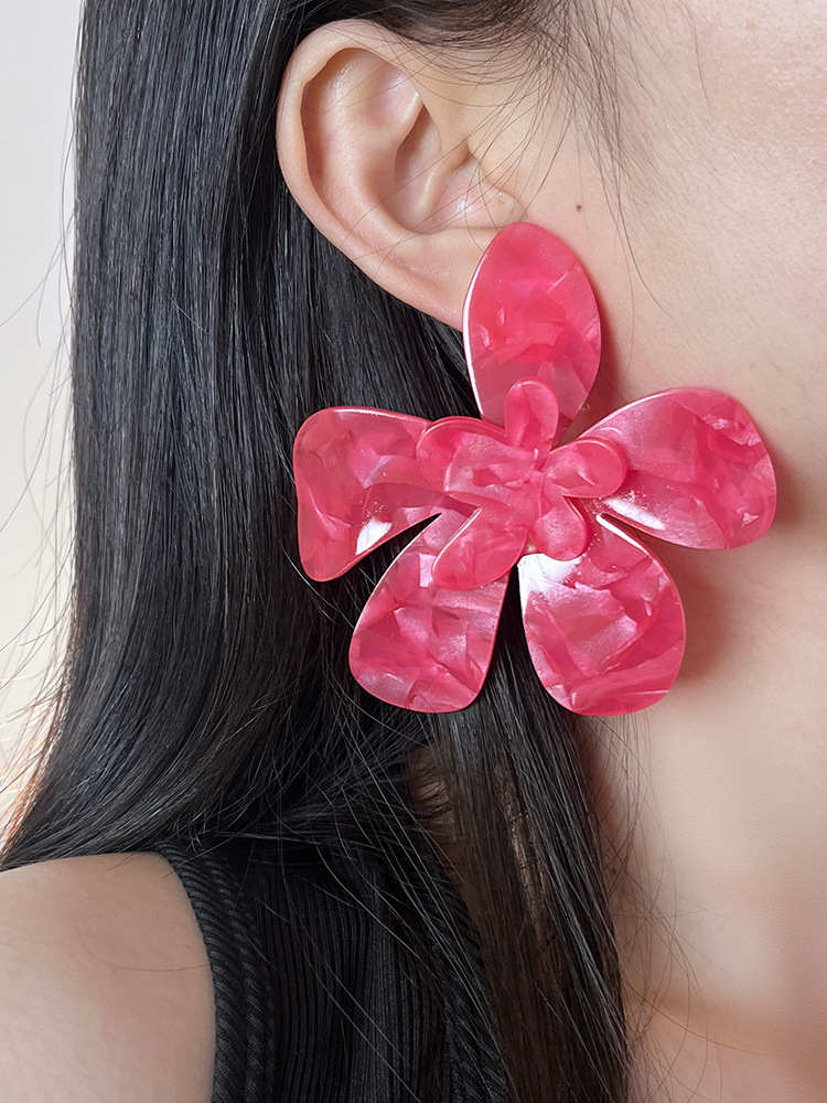 Wholesale Jewelry Classic Style Flower Arylic Gold Plated Plating Ear Studs display picture 2
