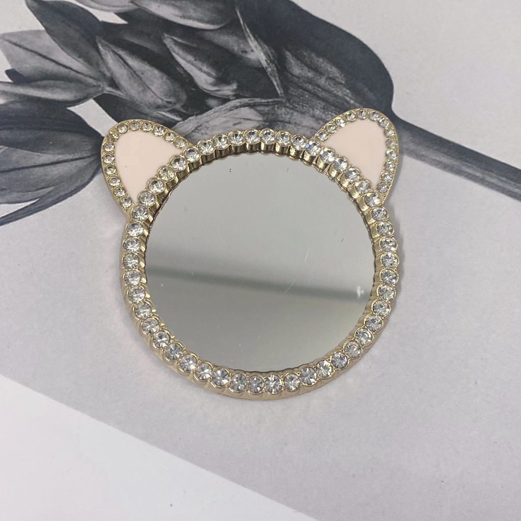 Cat ear mirror (gold + pink oil)
