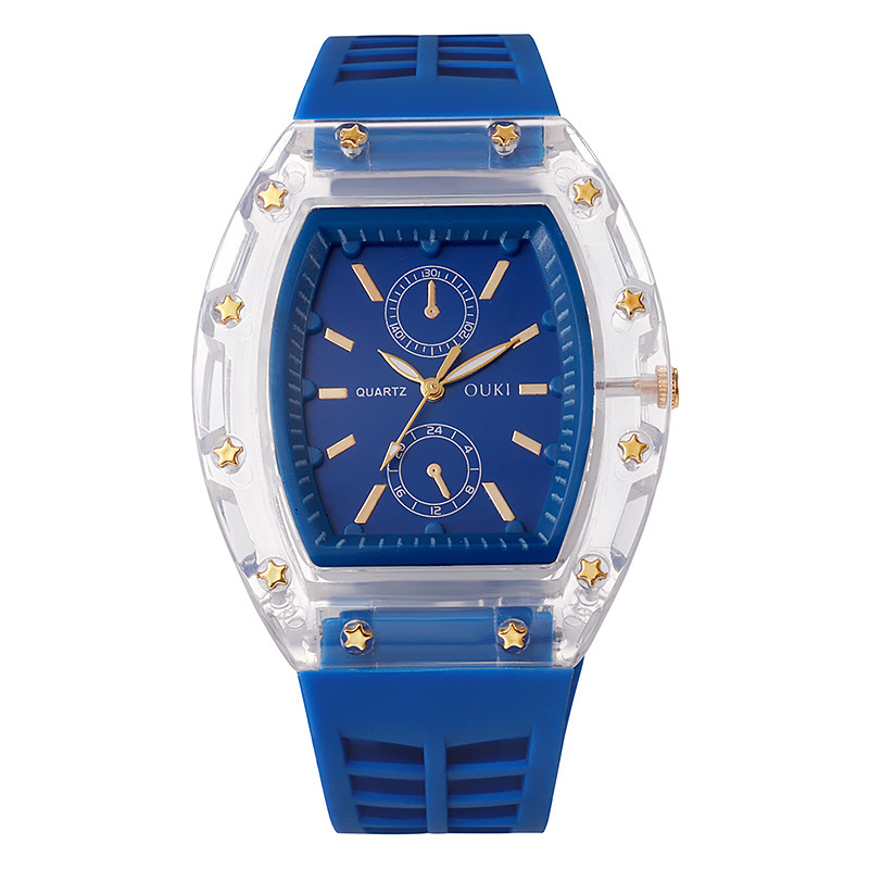 Reloj nuevo en forma de barril de vino transparente, reloj de cuarzo de la serie Richard transfronterizo de nicho casual, reloj en forma de barril para hombre⌚️