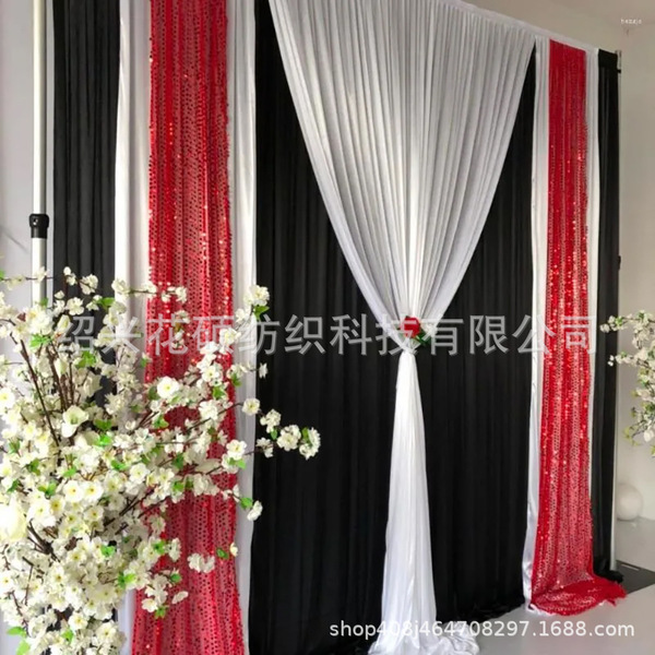 Wedding stage background Decoration curtain cloth black and white…