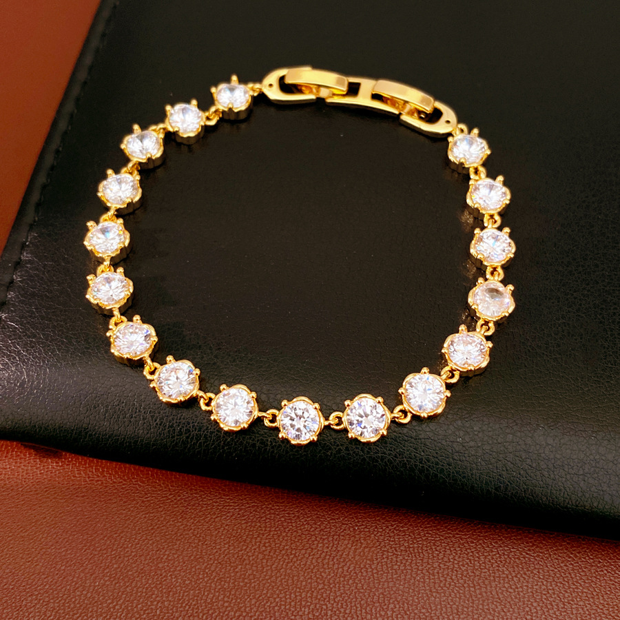 18 quilates de oro real pulsera de fichaje de piedra de diamante pulsera de lujo ligera nicho pulsera de alta calidad temperamento joyería de moda