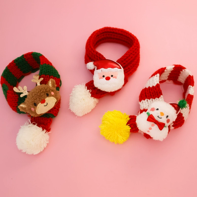 Домашние животные вязаные рождественские шарфы вязаные шерстяные нити полосатые нагрудники кошки собаки красные зеленые товары для домашних животных, чтобы согреть