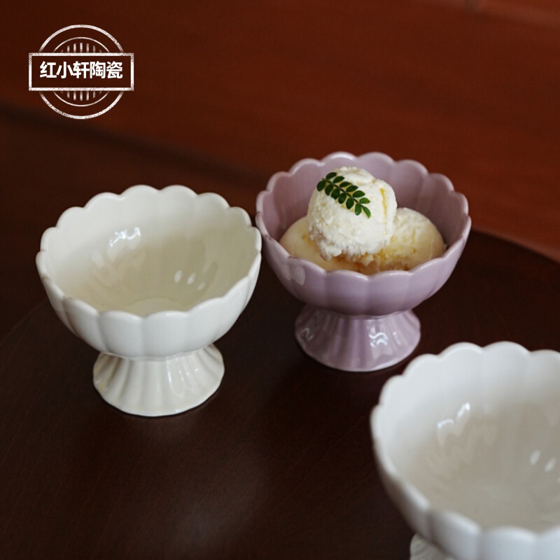 Cream Style High Foot Ice Cream Ice Cream Bowl Dessert Cup Internet Celebrant Ceramic Bowl Shaved Ice Pudding Ice Cream Bowl