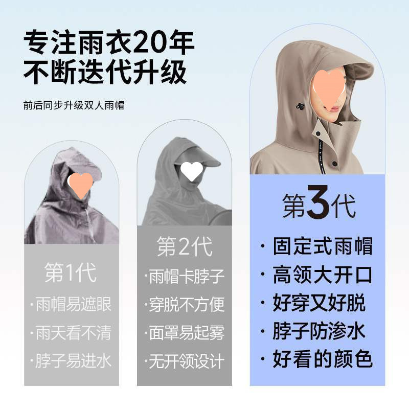 全燕电动电瓶摩托车雨衣双人人男女加大骑行长款全身防暴雨雨披|undefined
