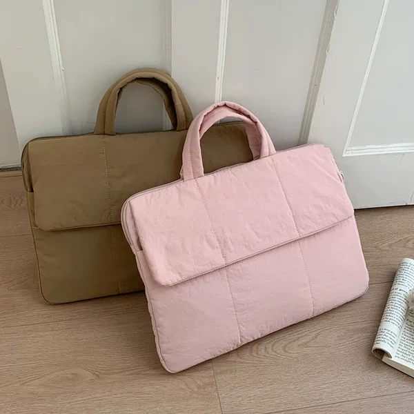 New Tablet Computer Bag, Solid Color, Simple Checkered Handbag, Lightweight, Versatile, Large-Capacity Handbag for Women