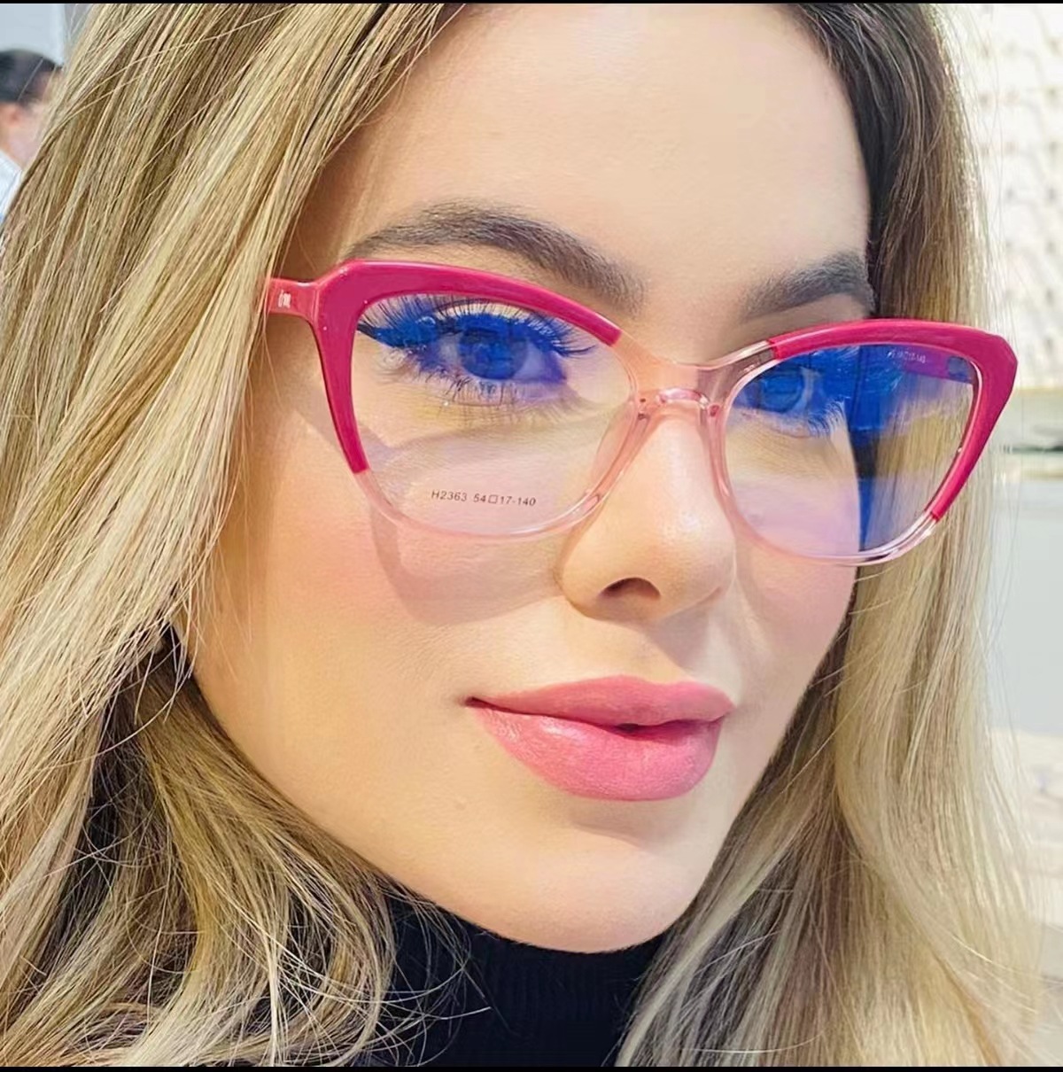 Women's Fashion Color Block Pc Cat Eye Full Frame Glasses display picture 1