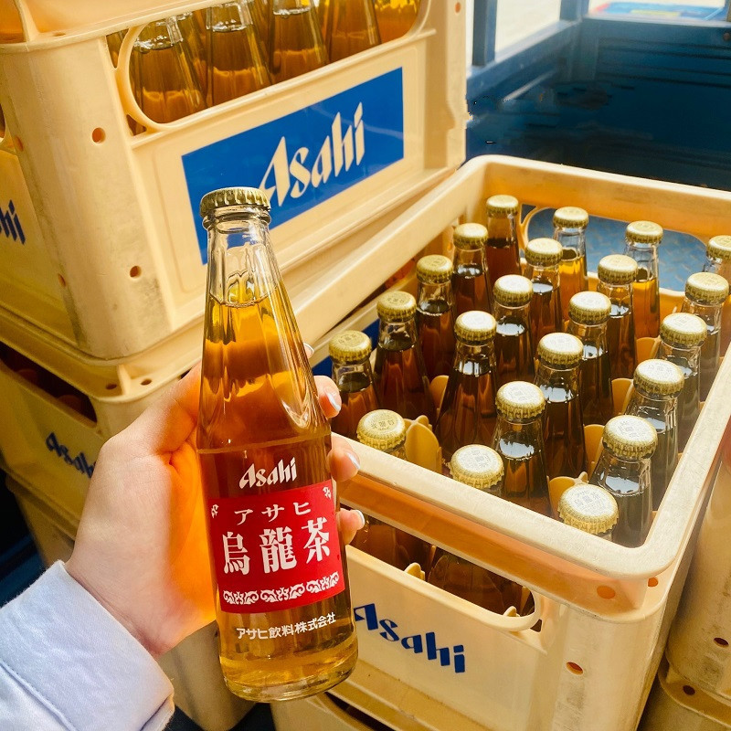 现货日本Asahi朝日200ml*24瓶玻璃瓶装朝日乌龙茶下午茶饮料批发