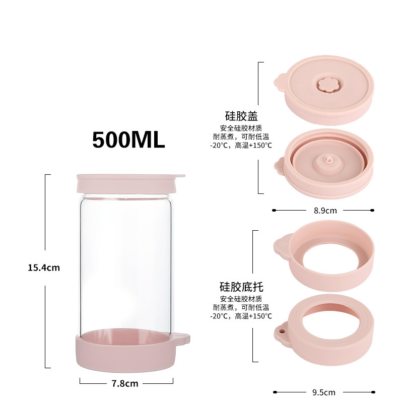 跨境亚马逊高硼硅玻璃水瓶硅胶盖防漏密封果酒瓶1000ml茶水饮料瓶|undefined