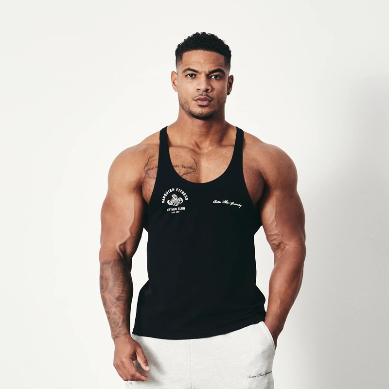 VANQUISH Men's Vest European and American Fitness Sports Cotton Sling Quick-drying Breathable Elastic Sleeveless T-shirt