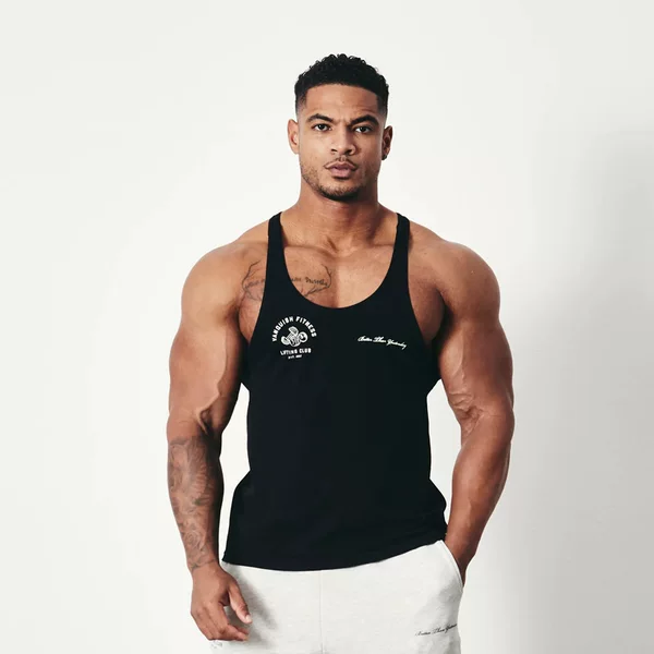 VANQUISH Men's Vest European and American Fitness Sports Cotton Sling Quick-drying Breathable Elastic Sleeveless T-shirt