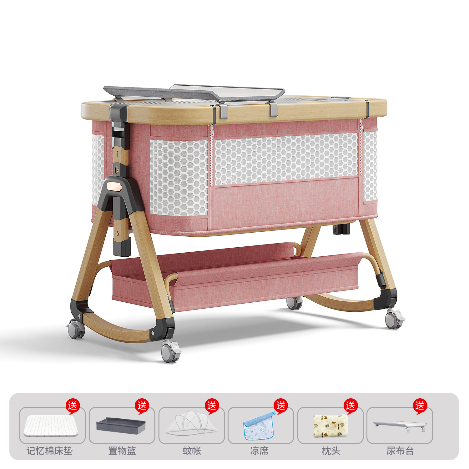 Cama de bebé móvil portátil cuna cama plegable multifuncional BB cama para recién nacidos empalme cama grande
