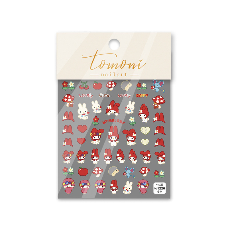 Tomoni Japonés pegatinas de uñas lindo Laurel conejo lindo serie de dibujos animados oso alivio tridimensional flor amor