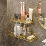 金色牙膏牙刷毛巾浴巾架卫生间的置物架浴室洗漱台洗漱用品收纳架