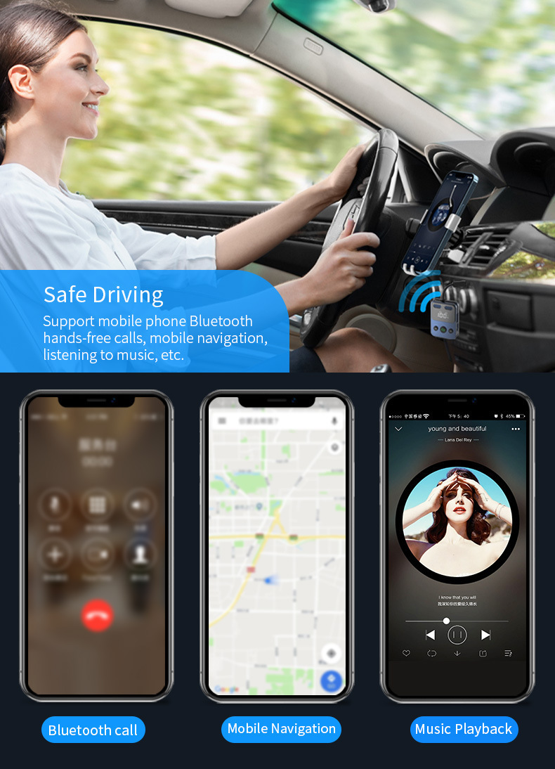 BR17 Bluetooth receiver transmitter with subwoofer one-to-two integrated storage cable audio two-in-one adapter