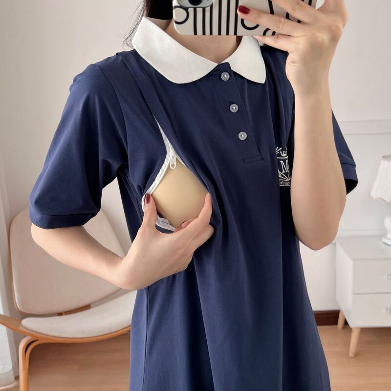 Breastfeeding Dress Summer Going Out Fashion Hot Mom Mid-length Pregnant Women's Dress Summer Dress Postparturitional Feeding Clothes for Women