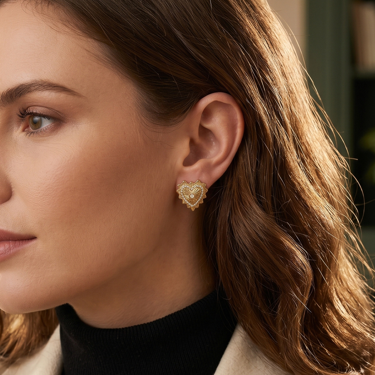 Tina Europa y los Estados Unidos transfronterizos INS viento red 18K oro acero inoxidable exagerado en forma de corazón pendientes de amor universal pendientes mujeres