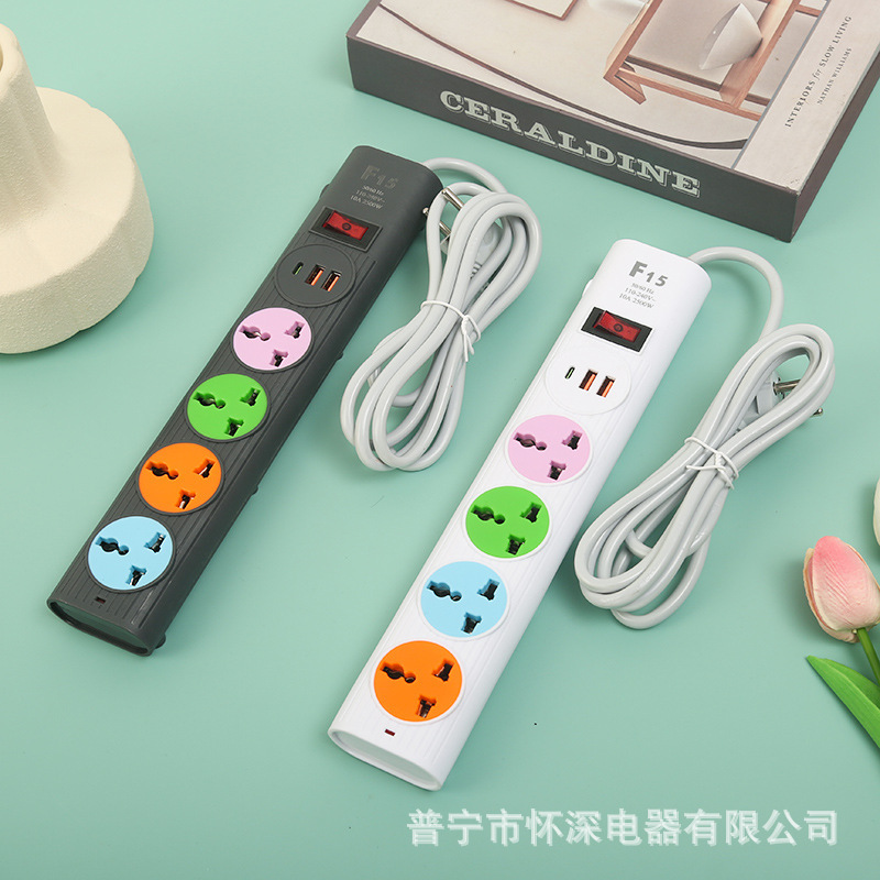 Conector doméstico inteligente con cable, conector multifuncional poroso, conector estándar americano, estándar europeo, estándar británico, conector de cable largo, carga de teléfono móvil