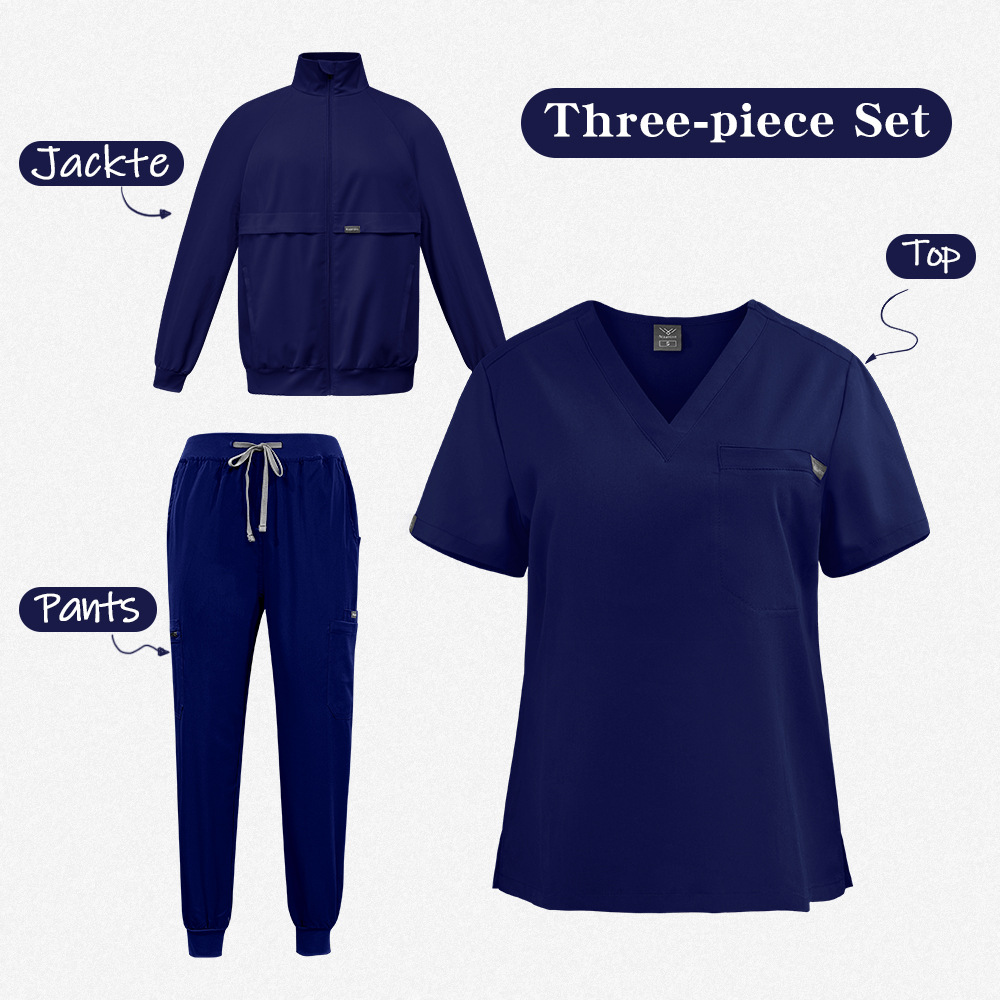 Three-Piece Suit Winter Thickeneded Comfortable Warm Long-Sleeved Jacket Surgical Gown Hand Washing Clothes Medical Nurse Uniform for Women