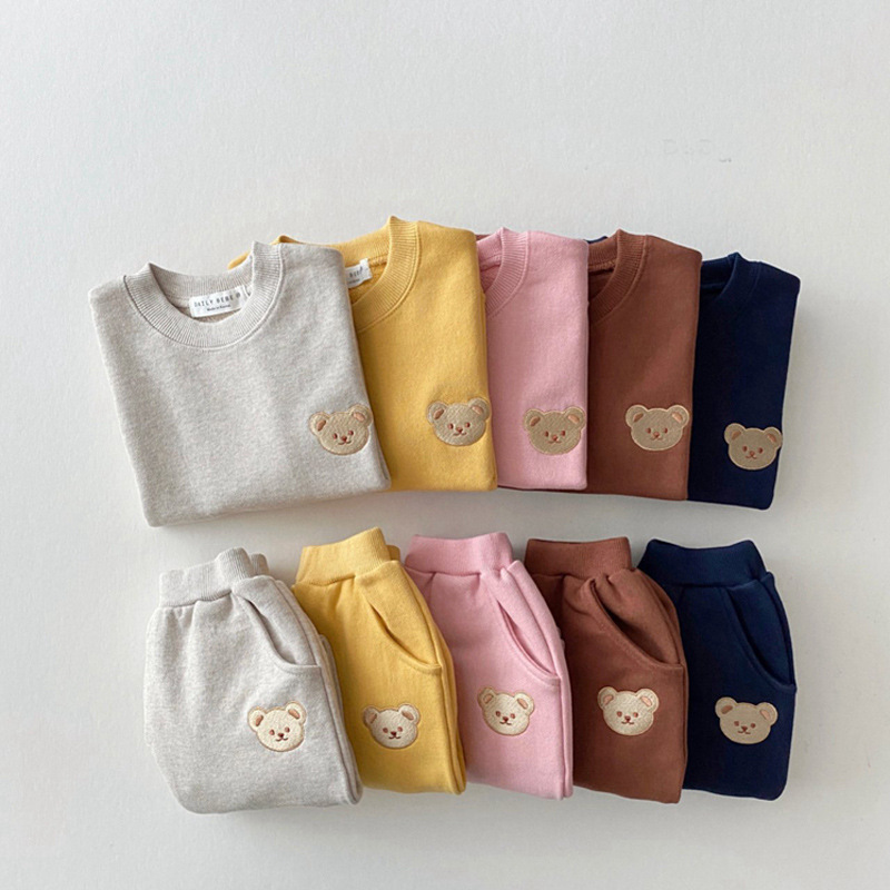 184g Weight Long Sleeve Sleeve Length Cute Korean Style Cartoon Bear Cotton Cotton Baby Clothing Sets