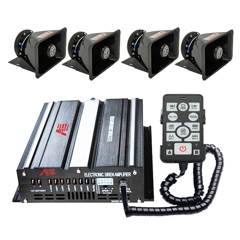Car-mounted alarm siren with loudspeaker, 12V high-power 800W siren, wired high-pitched horn, model A8E-2 + black horn