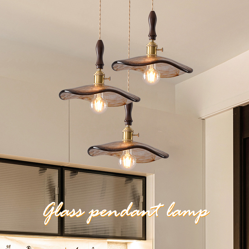 Mesita de noche de estilo japonés escandinavo, restaurante, dormitorio simple, bar, B & B, pasillo, cafetería, candelabro pequeño de cristal de nogal