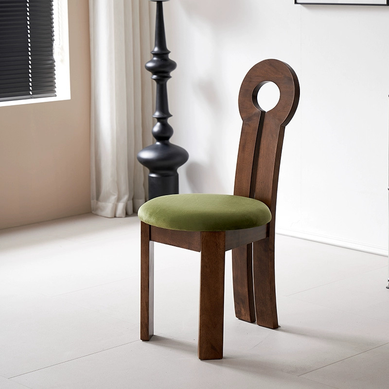 【분해 배송, 뛰어난 가성비】 키체어 월넛 프레임 + 그린 벨벳 쿠션