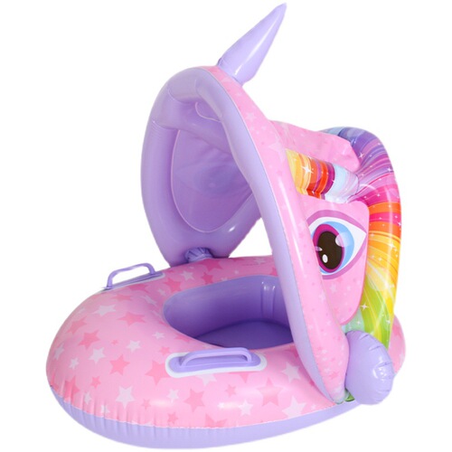 Baby swimming boat with armrests, baby swimming ring, children's inflatable seat, cartoon awning seat, manufacturer wholesale
