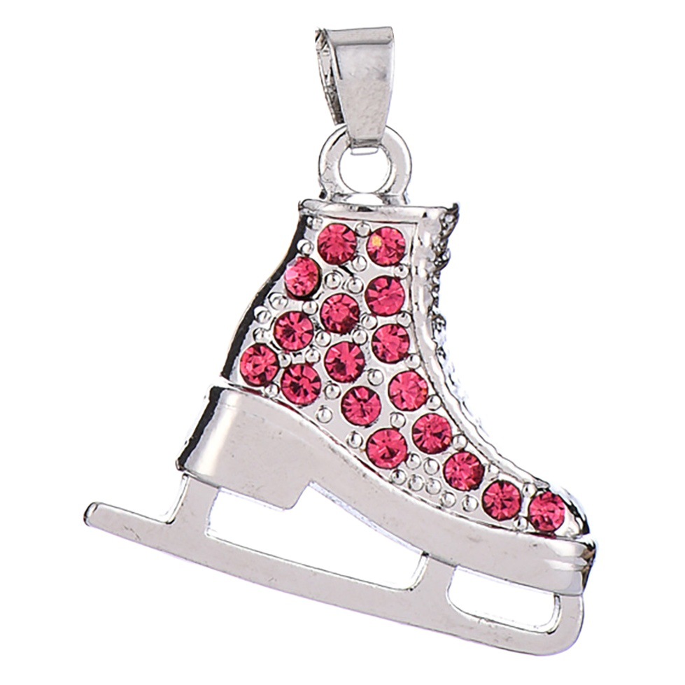 Hot Selling New Alloy Rhinestone Skating Charm Necklace Bracelet Keychain Jewelry Making Metal Pendant Accessories