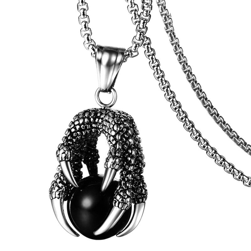 Europa y América de acero inoxidable de los hombres de dragón dominante garra colgante de joyería de moda de acero de titanio collar de los hombres al por mayor
