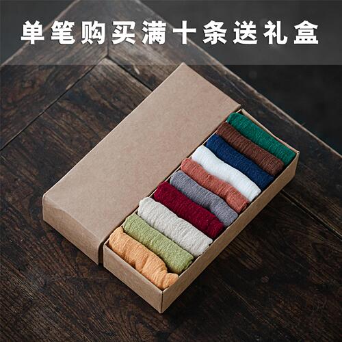 Pure Color Cotton Linen Tea Towel Japanese Style Fabric Craft Thick Absorbent Tea Cloth Cleaning Square Zen Style Gongfu Tea Set Towel Rags Gift Box
