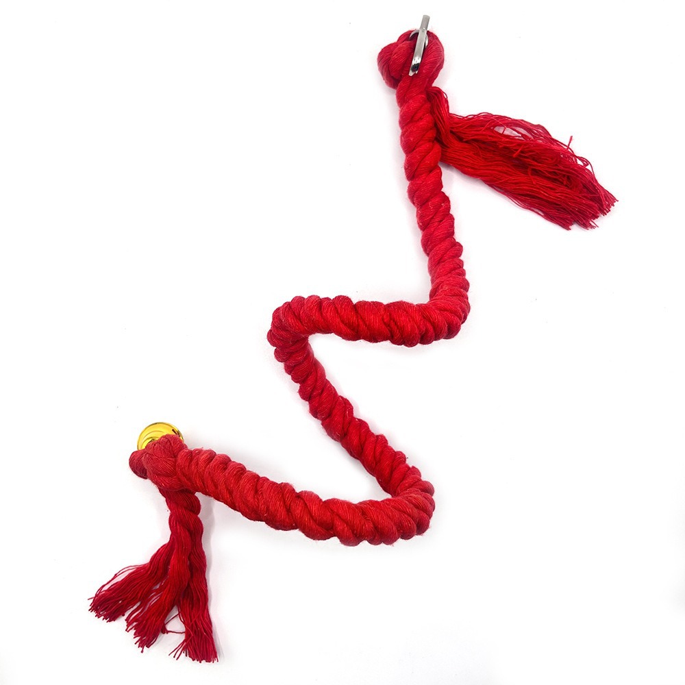 Juguete de loro Año nuevo cuerda de algodón rojo cuerda de escalada cuerda de escalada giratoria jaula de pájaros colgante decorativo pájaro mordisco de pájaro juguete de boca