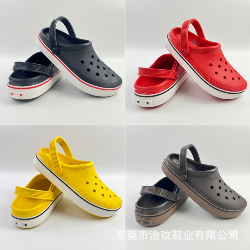 Cros Flat Hole Shoes Men's Outdoor Non-Slip Lightweight Couple Sandals Beach Shoes Baotou Women's Slippers Factory Wholesale