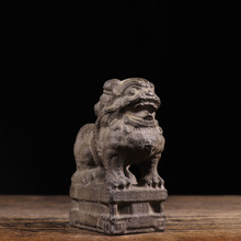 厂家批发仿古石雕山西青石风化老皮狮子中式复古摆设文玩收藏装饰
