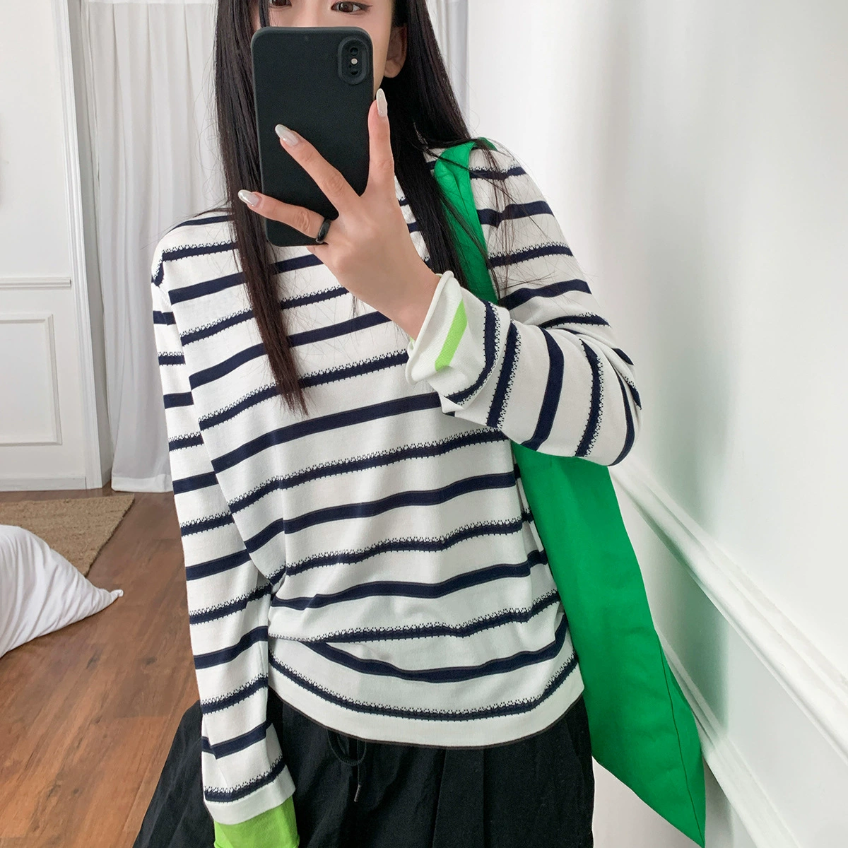 Demi-season knitted thin long-sleeve, oversize