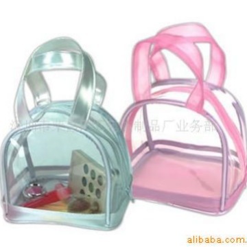 PVC胶袋软胶袋手挽袋透明手提袋拉链袋日用品收纳袋胶骨袋 饰品袋